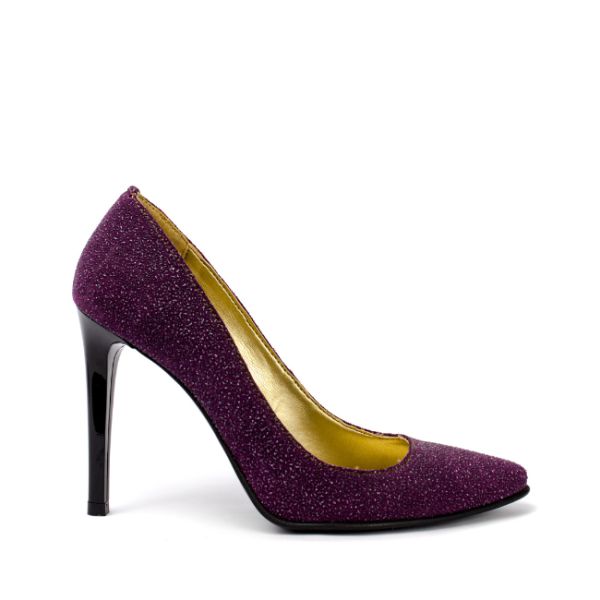 Pantofi dama stiletto violet sclipici Incaltaminte