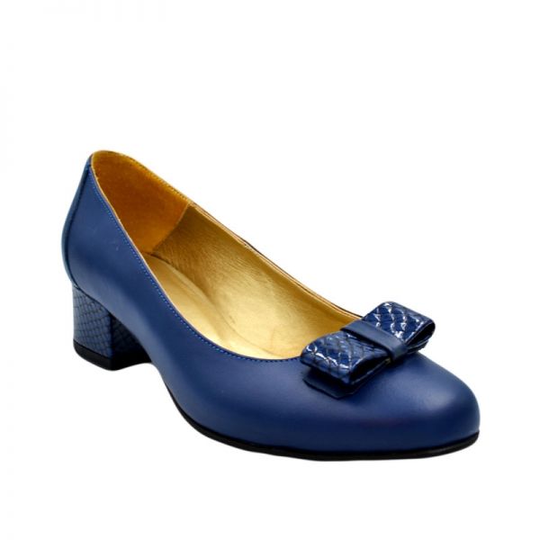 Pantofi dama cu gros bleumarin Incaltaminte Rico