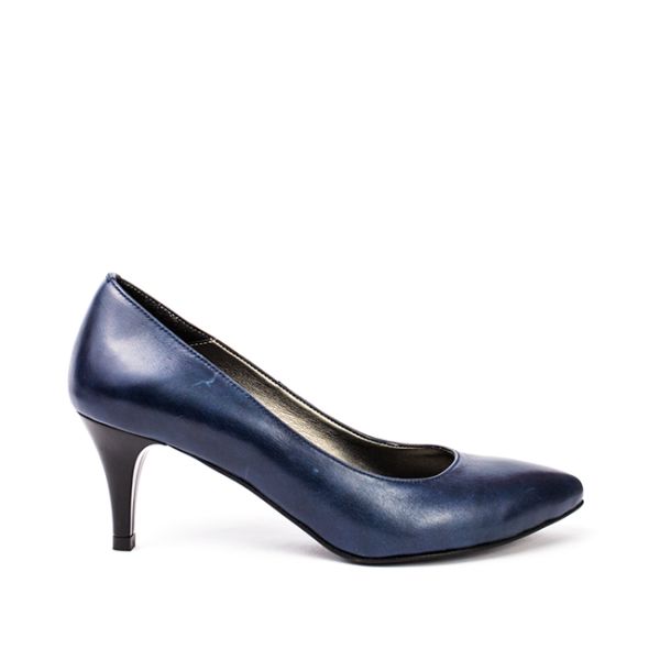 Pantofi dama stiletto cu toc mic bleumarin Incaltaminte