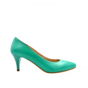 Pantofi dama pumps verde din piele naturala