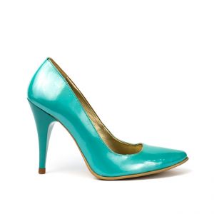 Pantofi dama stiletto piele lacuita turquoise