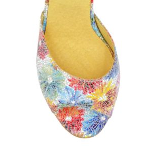 Sandale dama cu toc din piele naturala multicolora