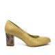 Pantofi dama cu toc gros din piele crem