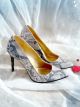 Pantofi dama stiletto piele naturala tip sarpe gri