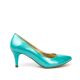 Pantofi dama cu toc mic din piele turquoise