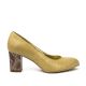 Pantofi dama cu toc gros din piele crem