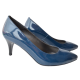 Pantofi stiletto lac toc mic bleumarin