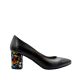 Pantofi dama pumps negri cu toc gros din piele naturala