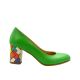 Pantofi de dama verzi cu toc multicolor