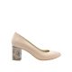 Pantofi dama pumps nude cu toc gros din piele naturala