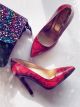 Pantofi dama stiletto piele naturala tip sarpe - Rosu