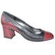 Pantofi  cu toc patrat bordo &  negru