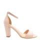 Sandale dama elegante cu toc comod din piele naturala nude roz